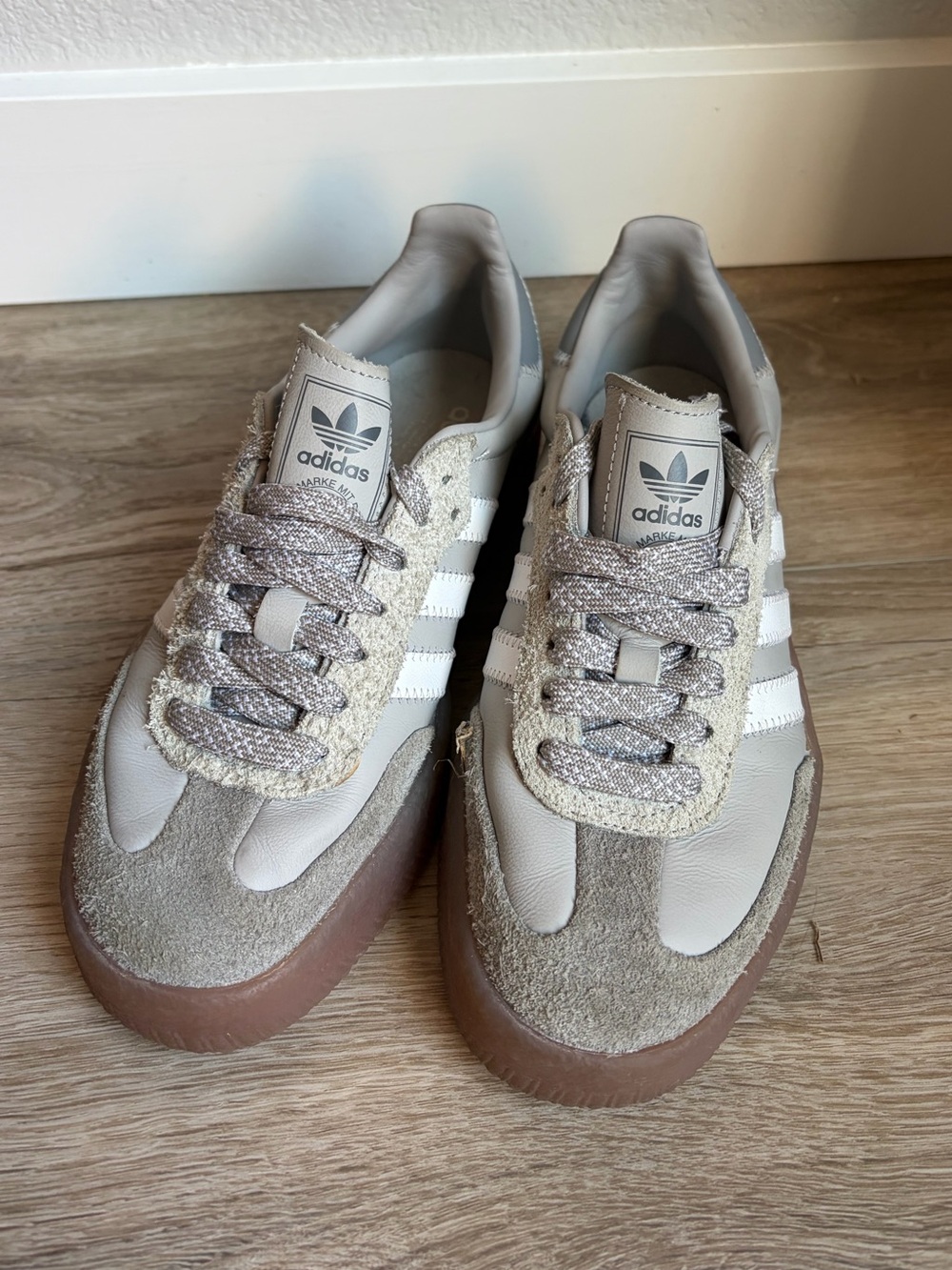Adidas Samba Grey White Platform Gum Sole
